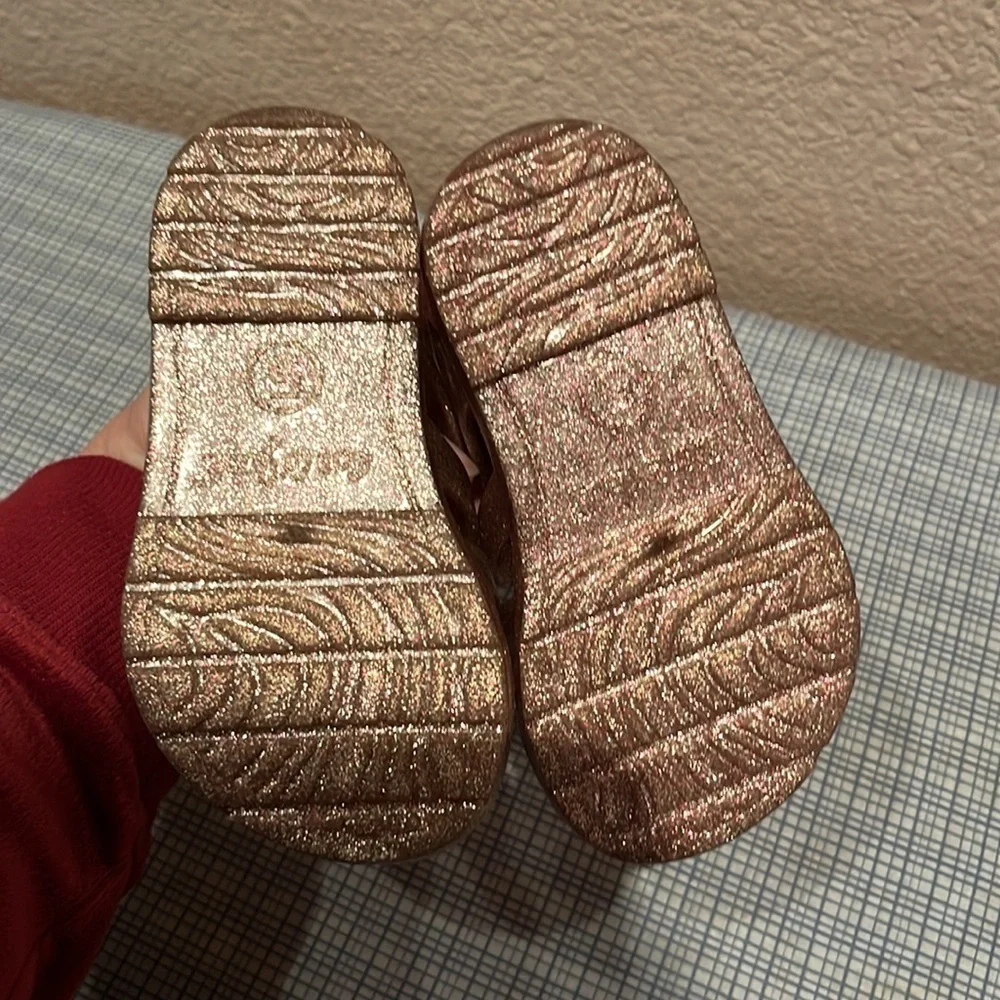 Rose Gold Pink Gold Glitter Jelly Sandals Cat and Jack Size 5